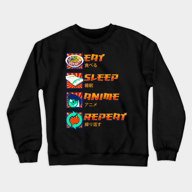 Eat Sleep Anime Repeat Cute Anime Obsessed Crewneck Sweatshirt by theperfectpresents